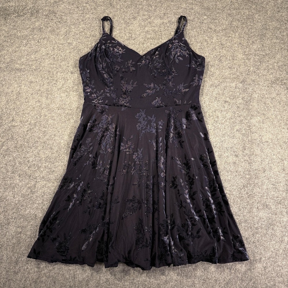 City Vibe Dress Womens 13 Blue Velvet‎ Burnout Babydoll Whimsy Goth Dark Fairy